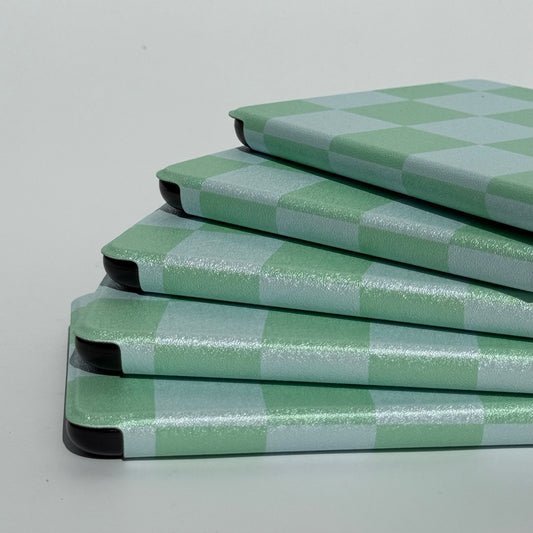 Aqua Check kindle case, Kindle cover side image