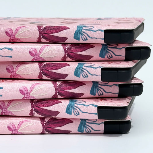 Coquette style bow patterned Kobo Libra folio case stylish reader accessory