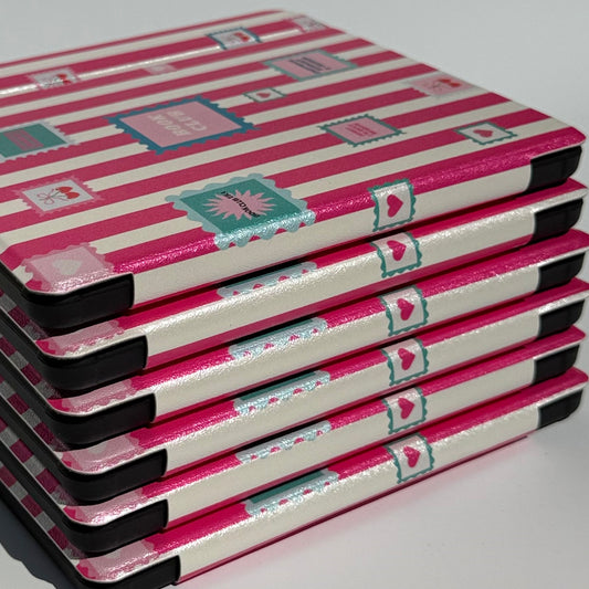 Pink Striped Kobo cases designed in Australia with sticker detail