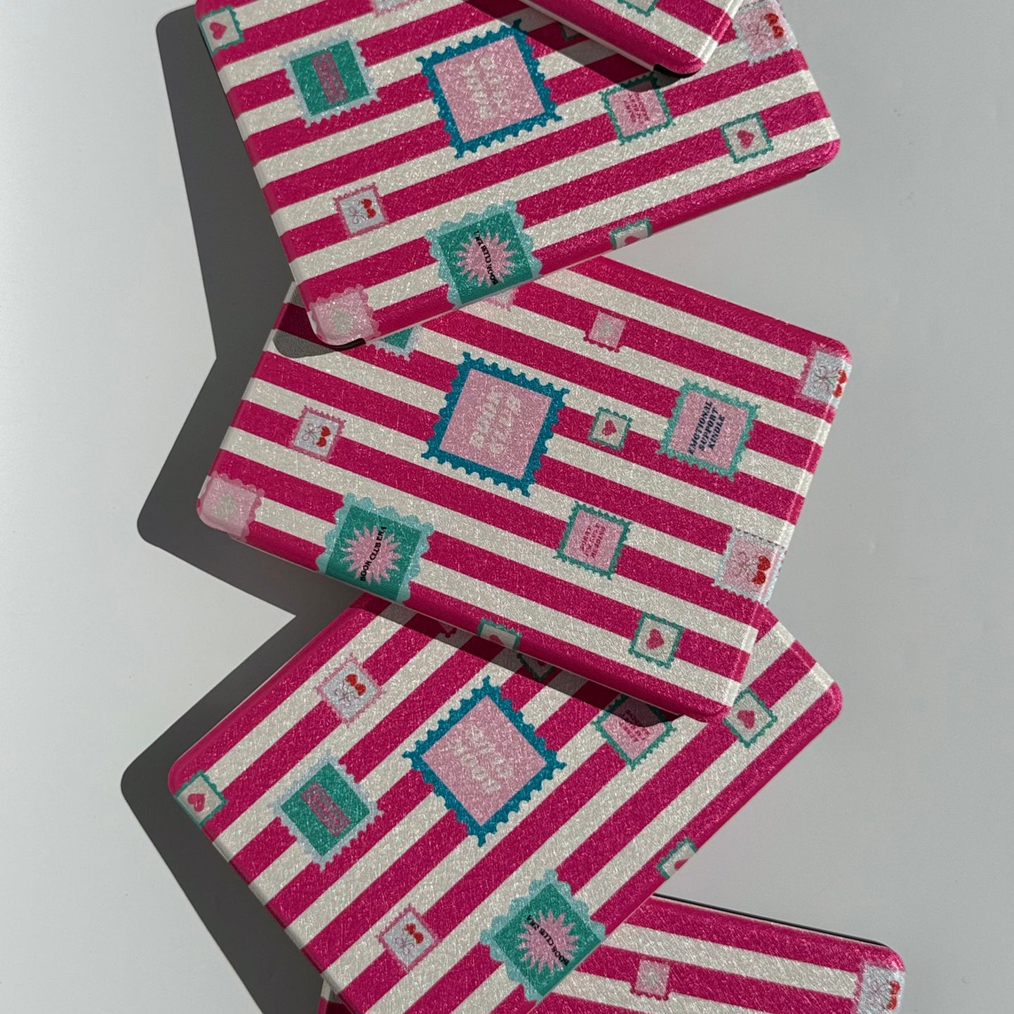 pink and white kindle case with handstrap and global shipping