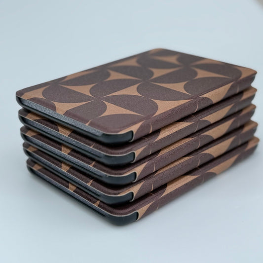 Chocolate Kindle cover with vintage design and secure clasp
