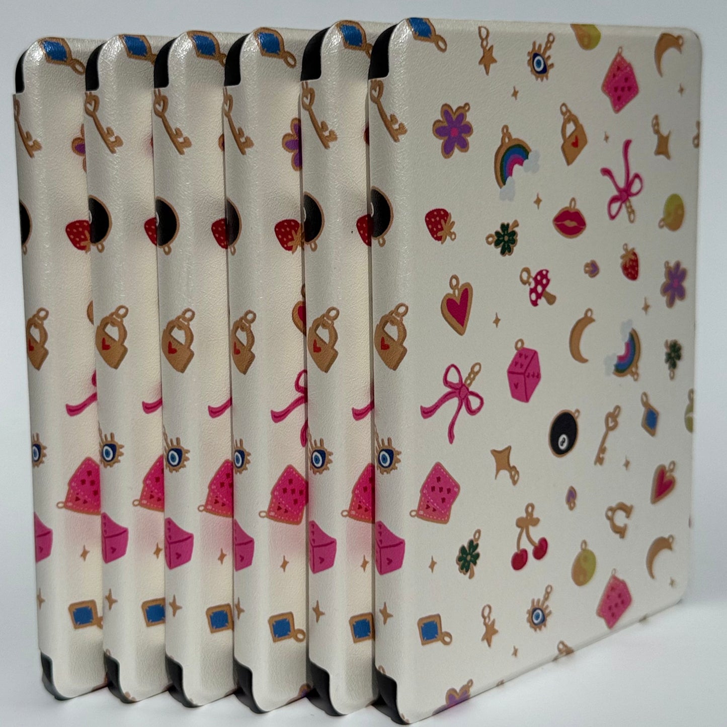 White and pink cute kindle case with handstrap