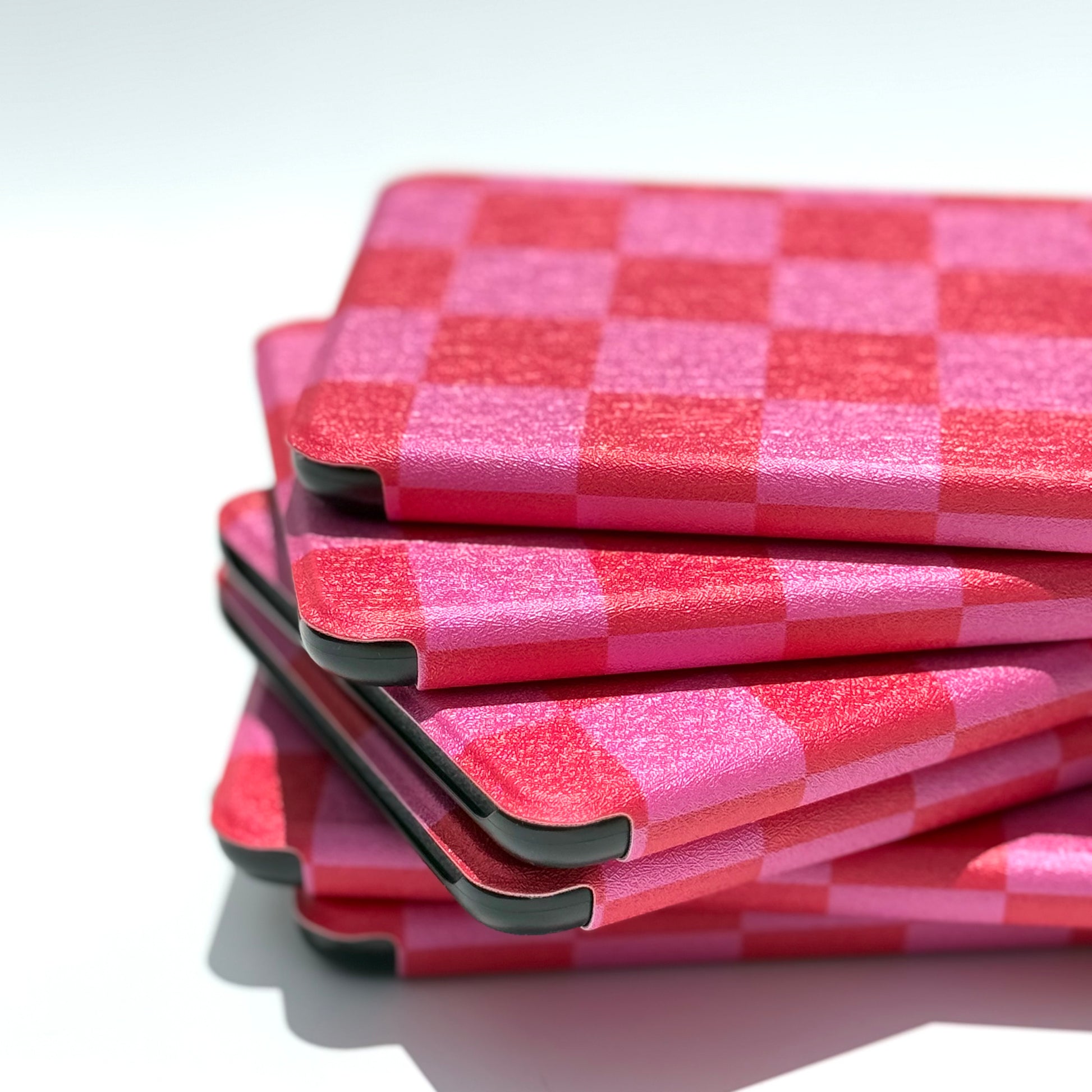Pink and red checkered kindle case with cute pattern