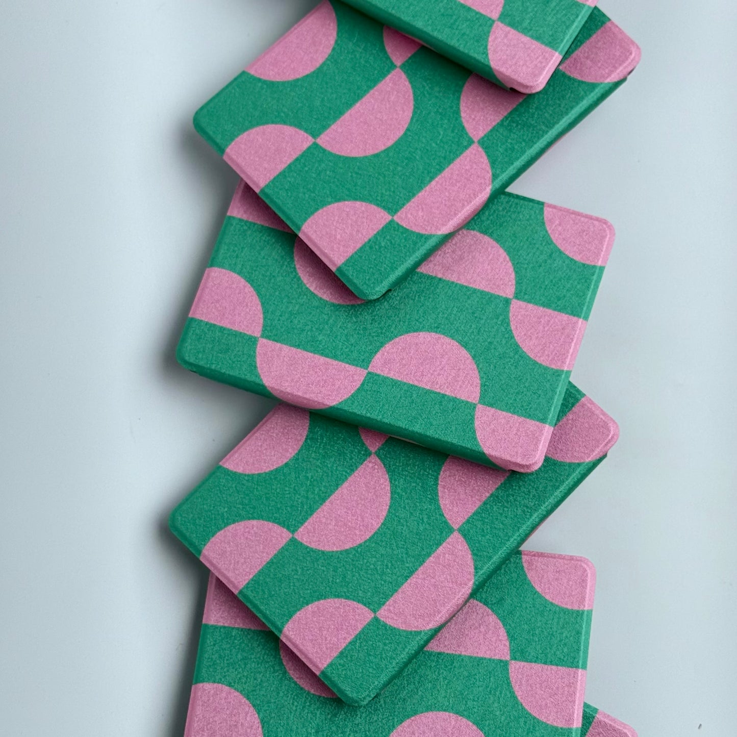 Pink and green leather kindle case with hand strap