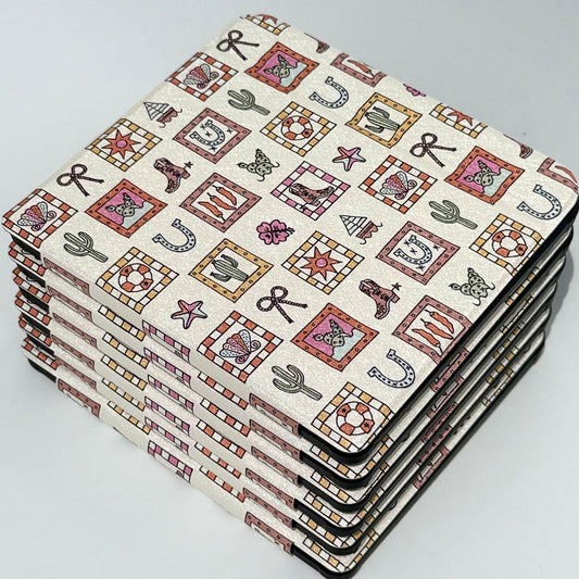 Pink and cream western print Kobo Libra cover slim protective reader case