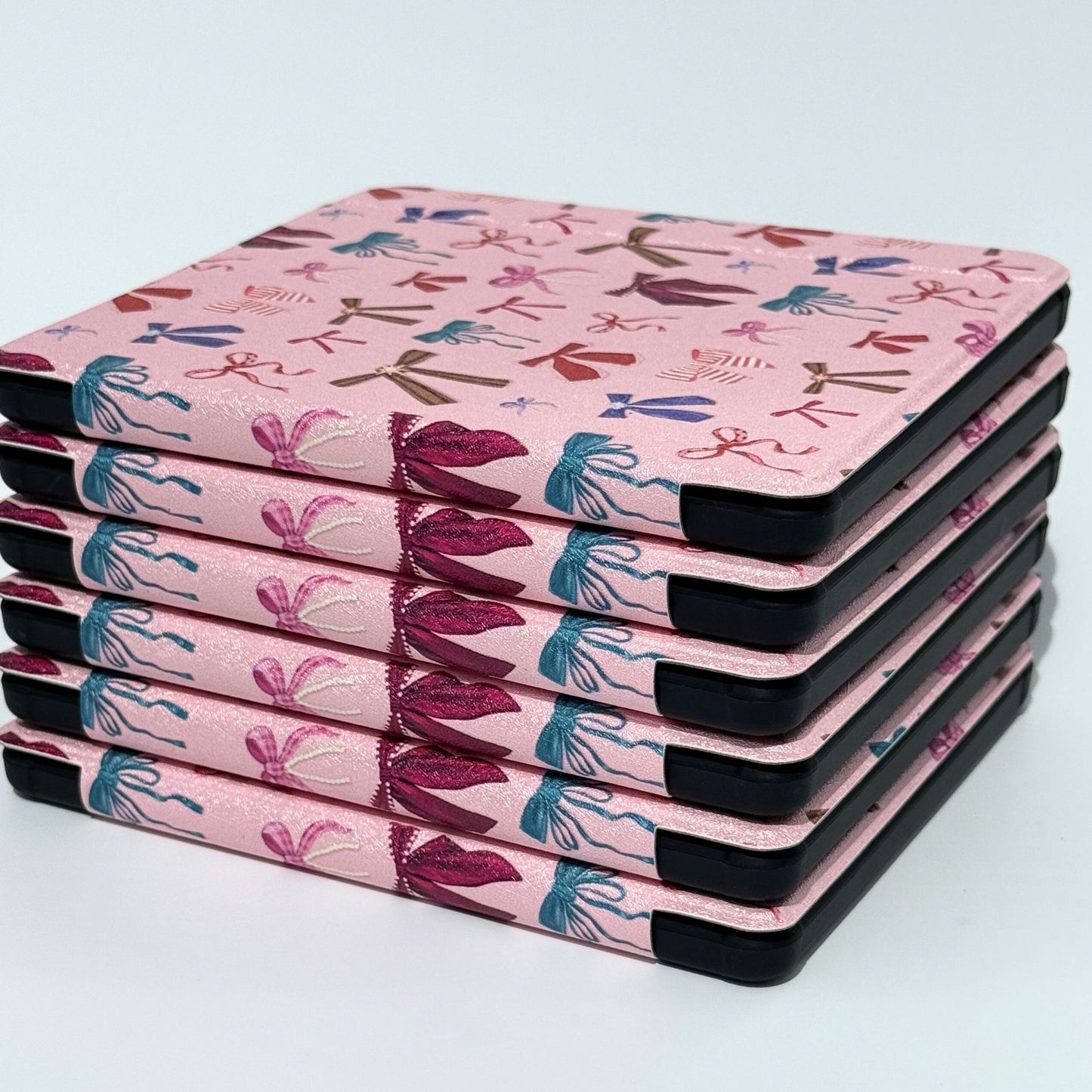 Slim lightweight Kobo Libra case pink bow design protective folio cover