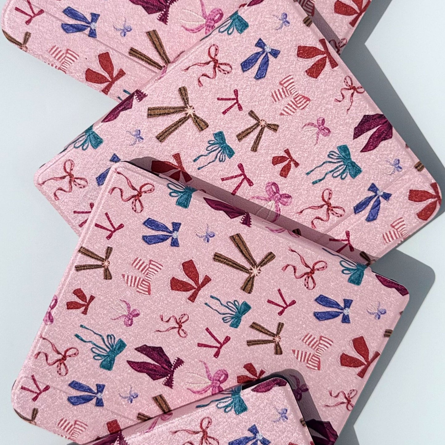 Cute coquette bow print Kobo Libra ebook reader case lightweight folio design