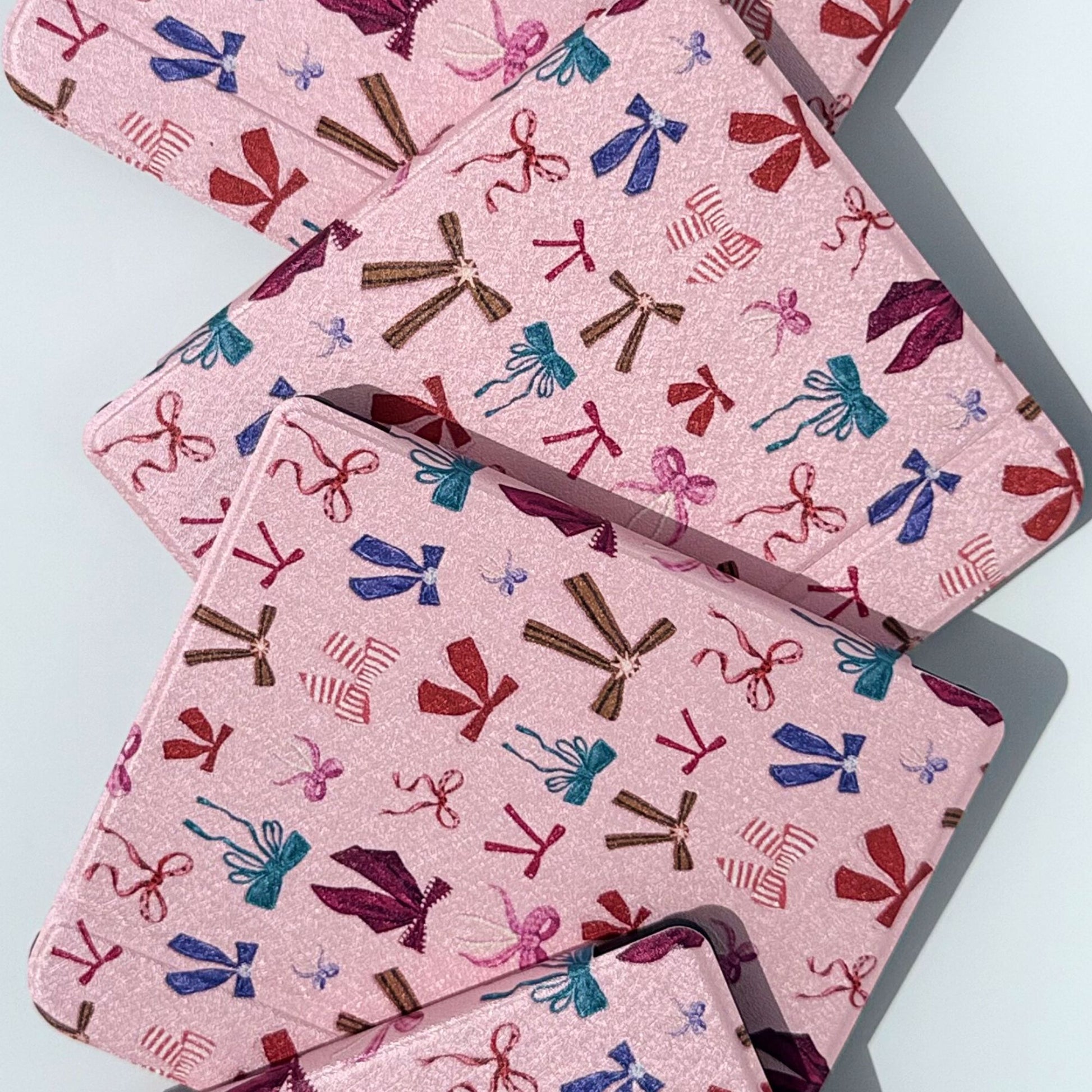 Cute coquette bow print Kobo Libra ebook reader case lightweight folio design
