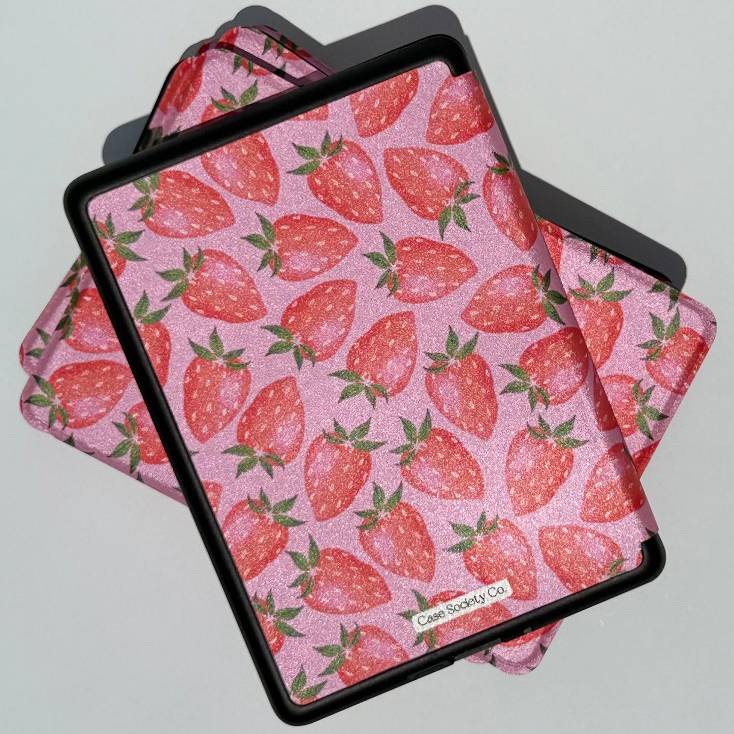 Pink strawberry patterned kindle case with flip case for paperwhite