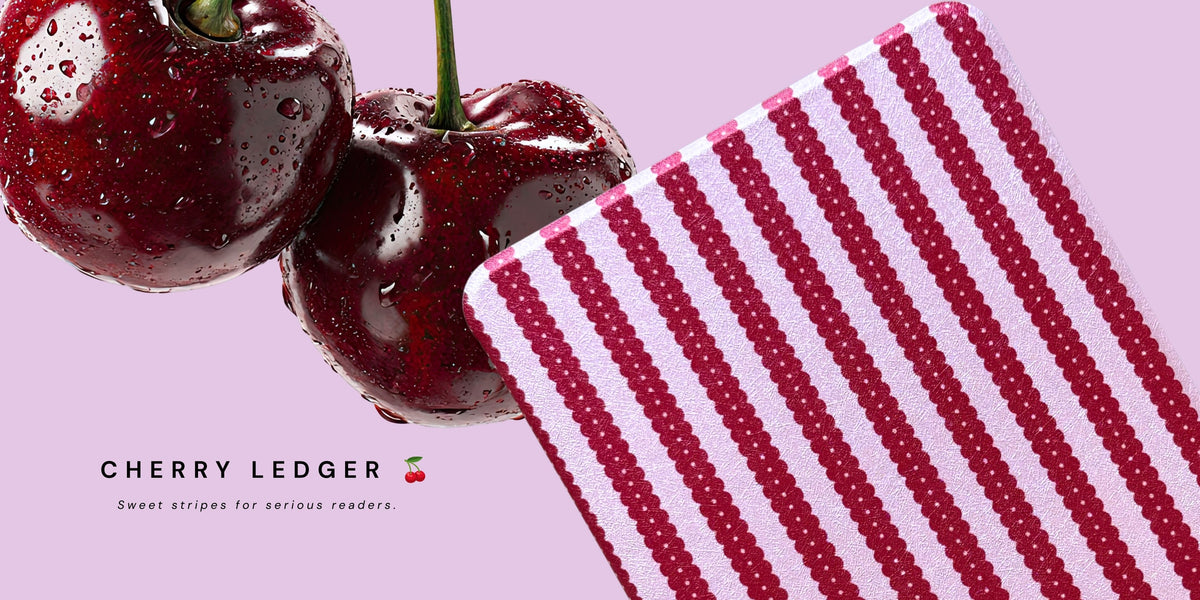 Cherry and pink stripe aesthetic kindle case from case society co Australia