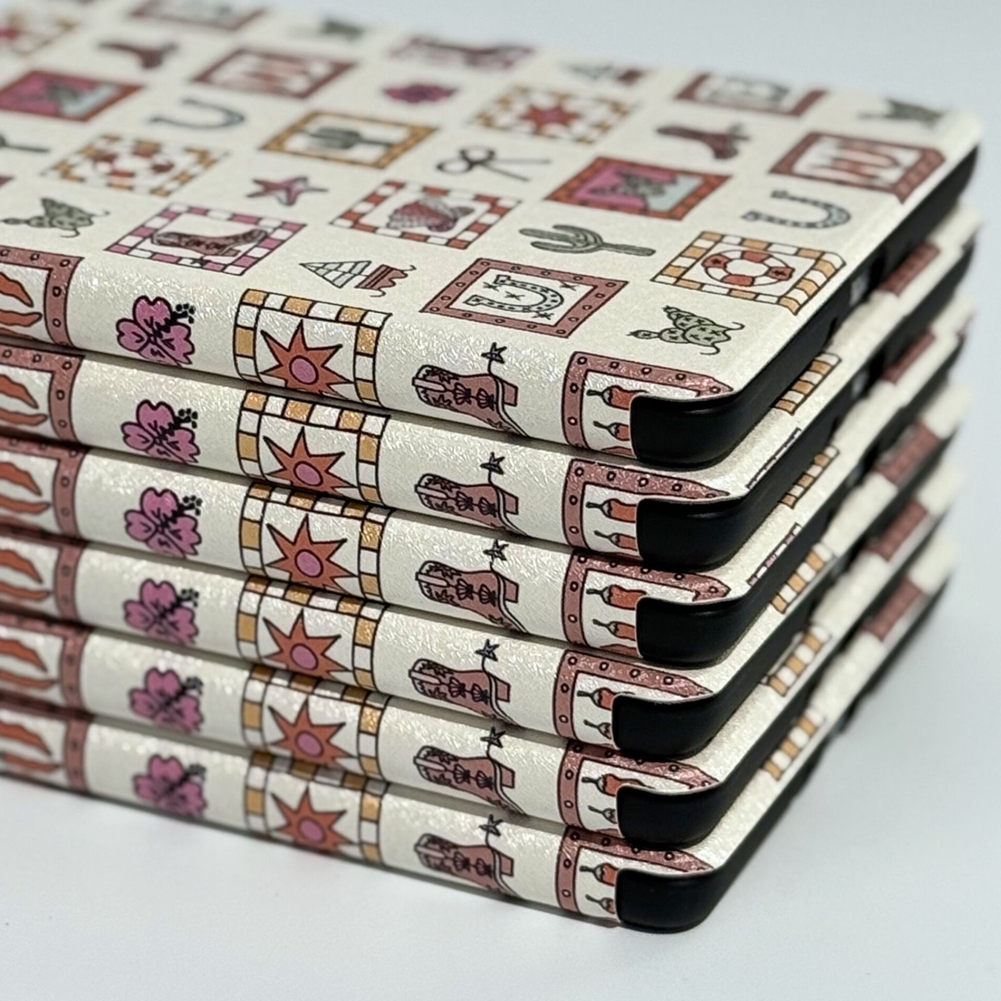 Aesthetic western pattern Kindle case with cowgirl design