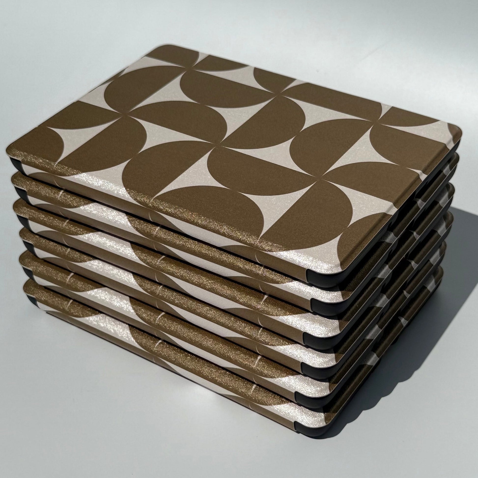 Olive Chip geometric Kindle cases, front and spine view, Case Society Australia