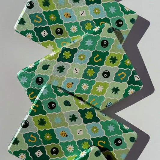 Lucky Chapters Kindle Case with handstrap and green pattern