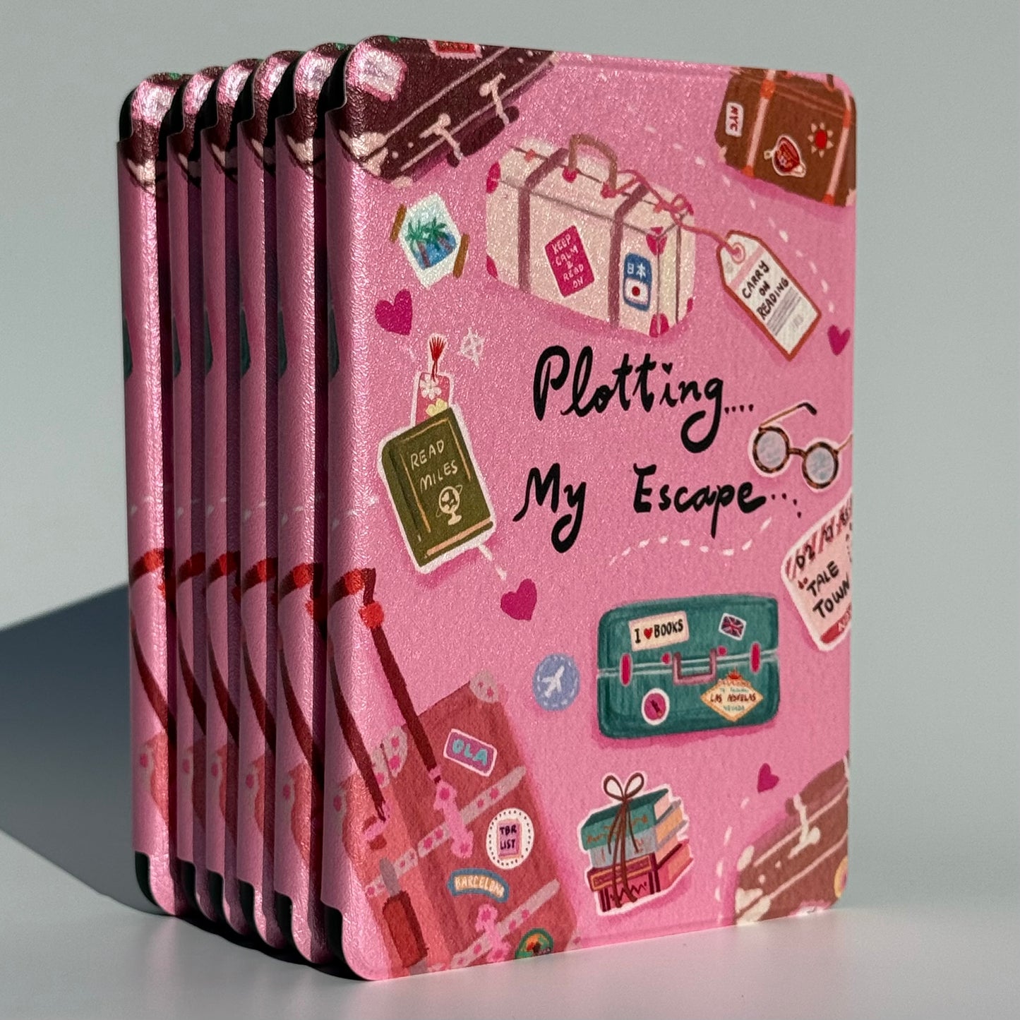 Travel kindle case with pink decoration and shockproof shell