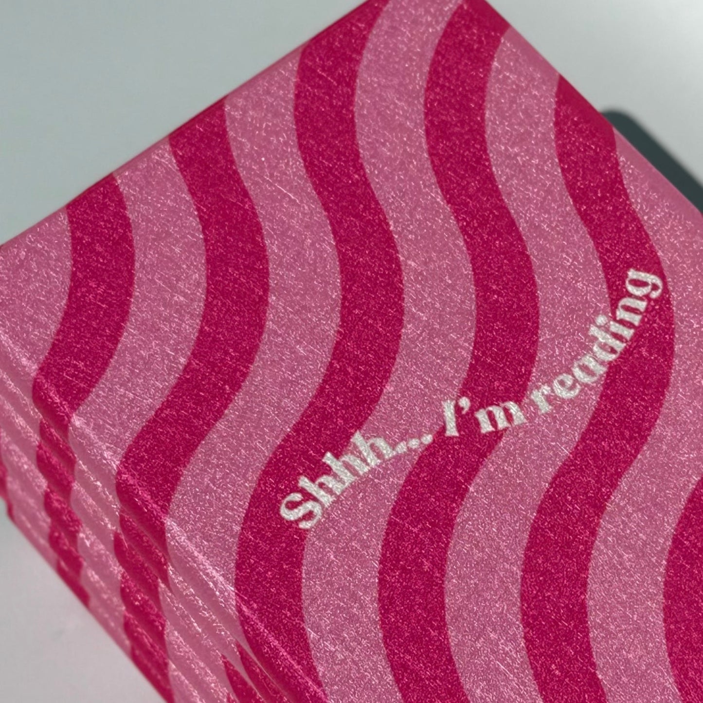 Shhh I'm Reading pink wavy stripe Kindle case for Kindle Paperwhite