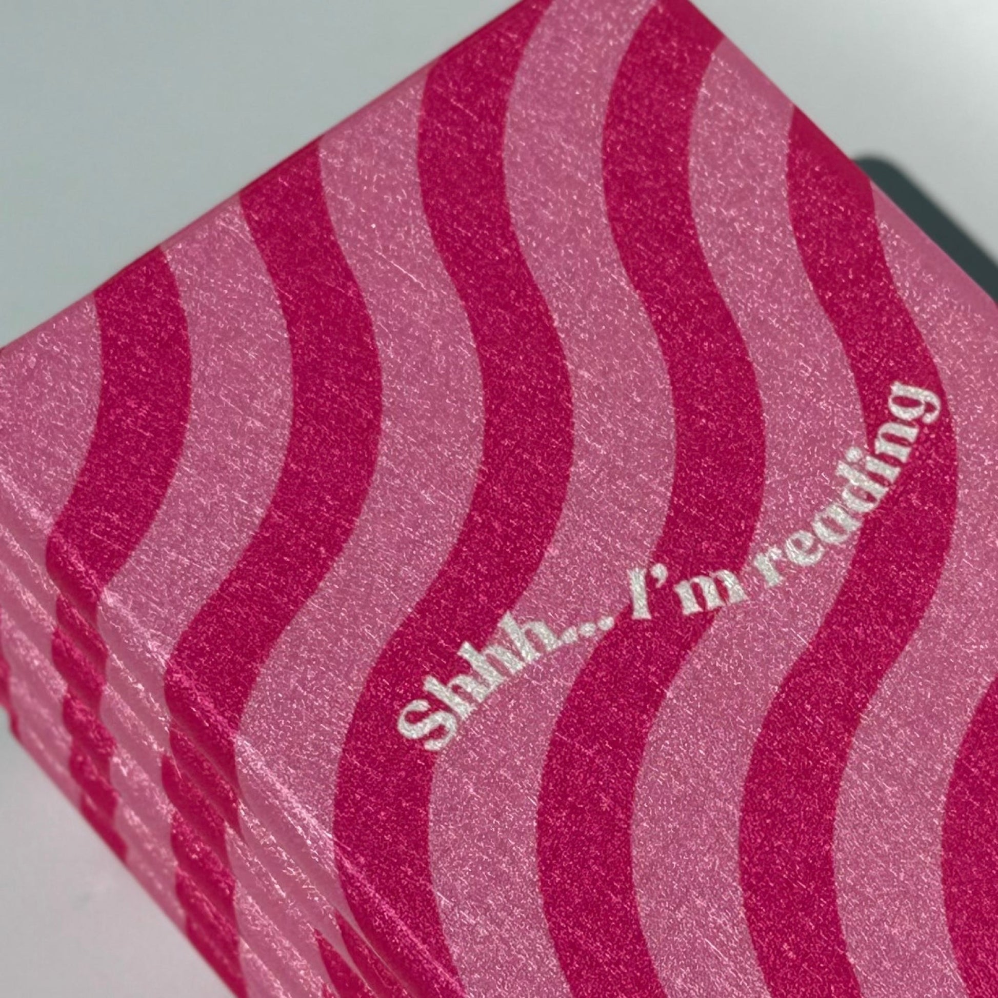 Shhh I'm Reading pink wavy stripe Kindle case for Kindle Paperwhite