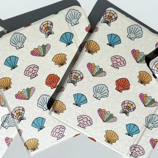 Shell print kobo libra case with pink and blue shellprint on white background