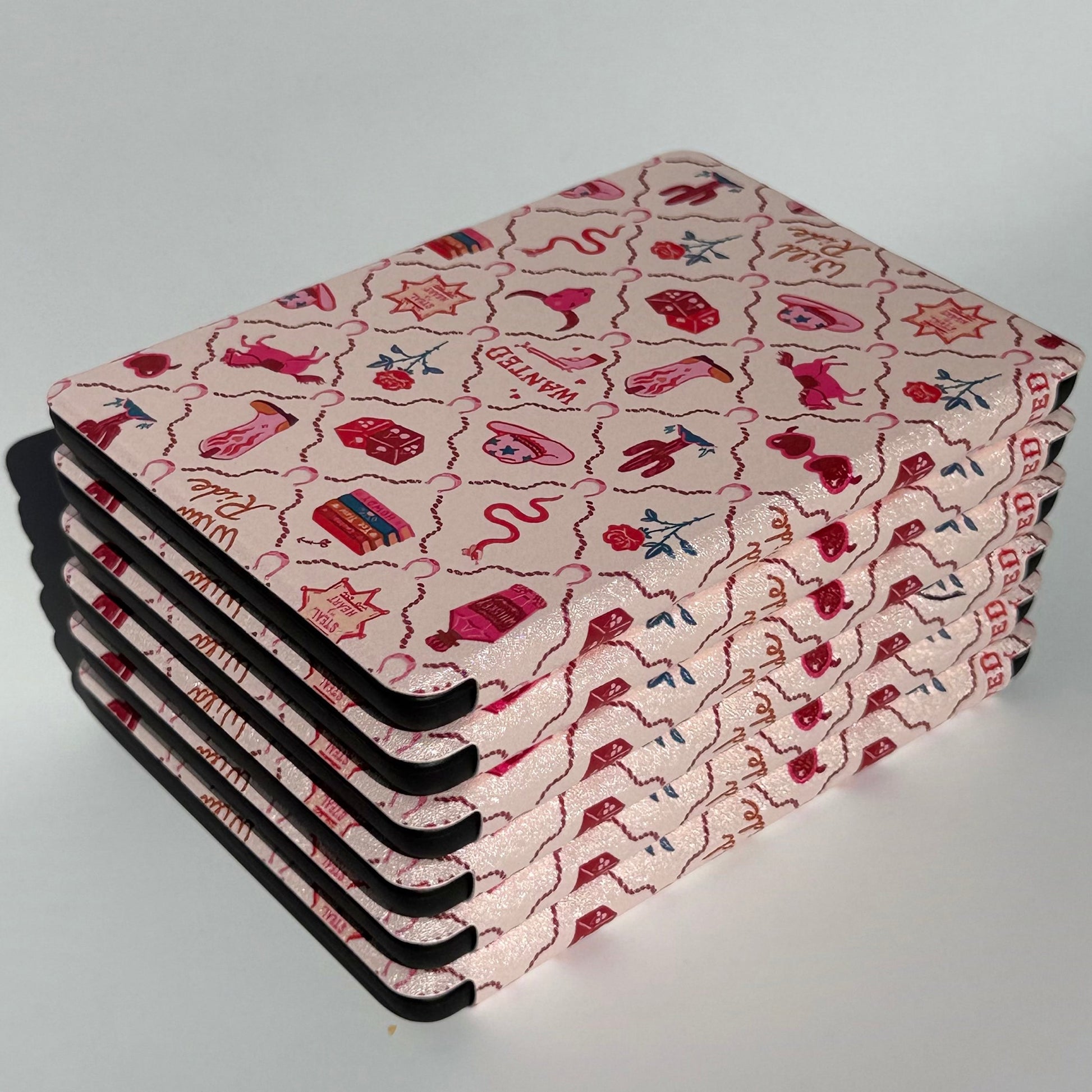 Wild Ride pink western Kindle cases with cowboy hats, boots and roses