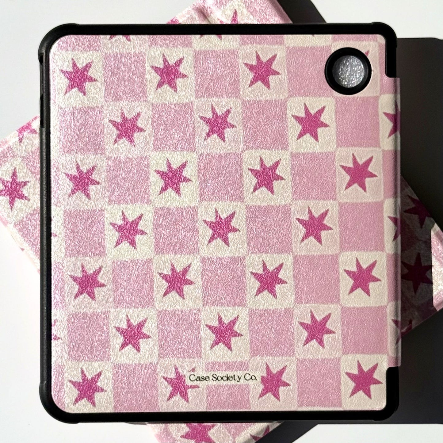 Blush Cosmos Kobo Libra Colour case, pink star check