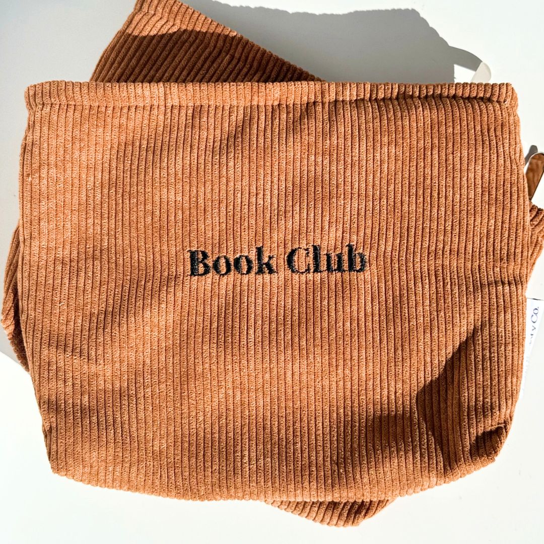 Mocha corduroy pouch for Kindle and Kobo in sunlight, shipped from our Australian shop