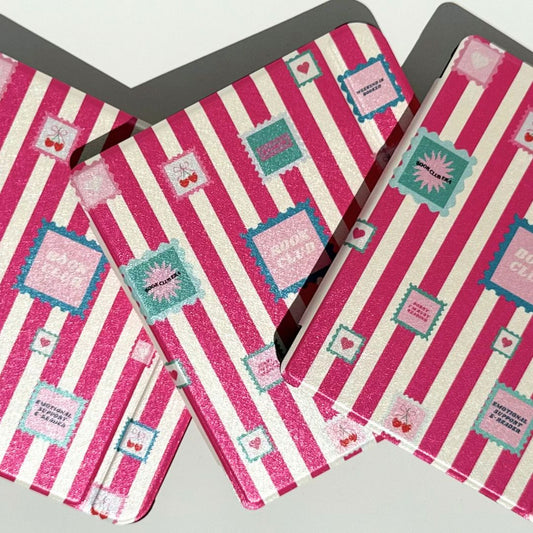Pink kobo libra case with heart patterns by case society co