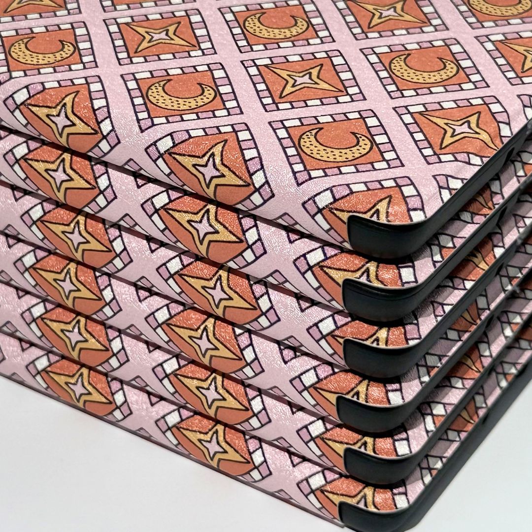 Celestia Kobo cases showing the moon and star tile design — celestial aesthetic Kobo cover by Case Society