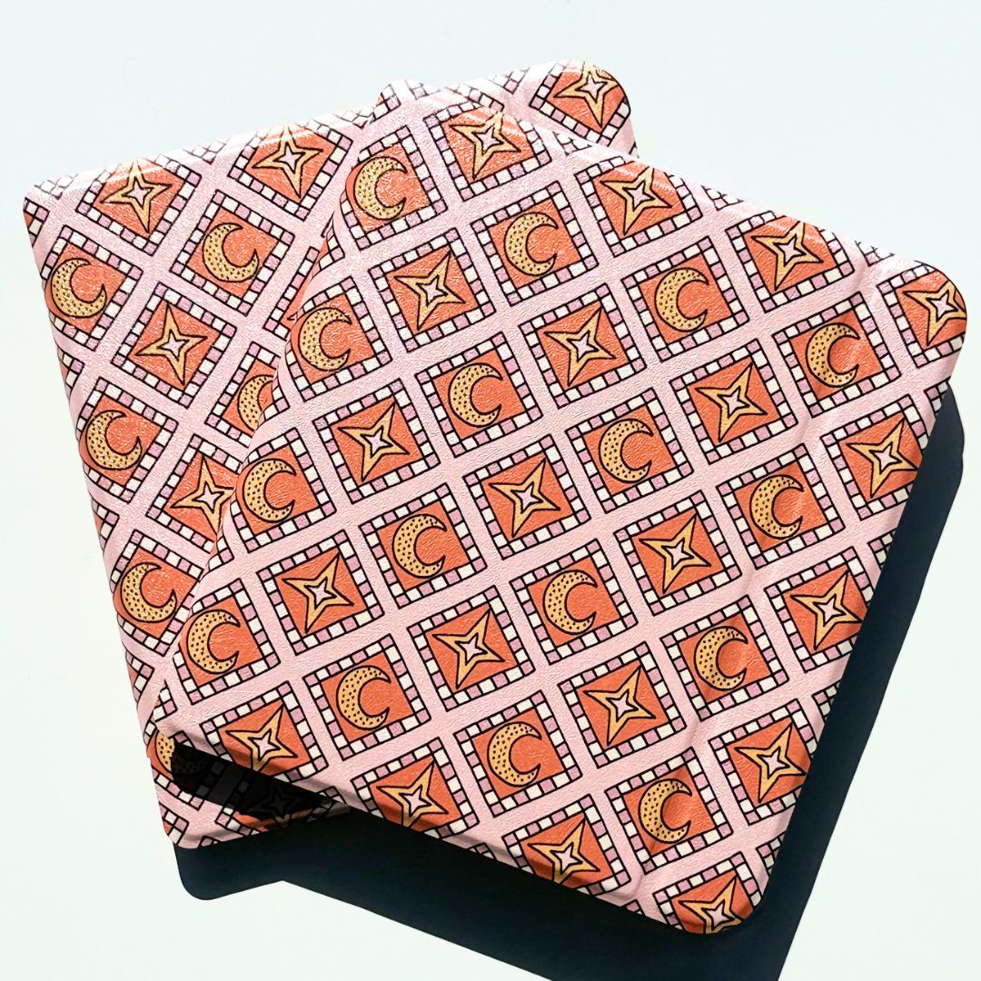 Two Celestia Kobo Libra cases showing the moon and star design — aesthetic Kobo cover by Case Society Co