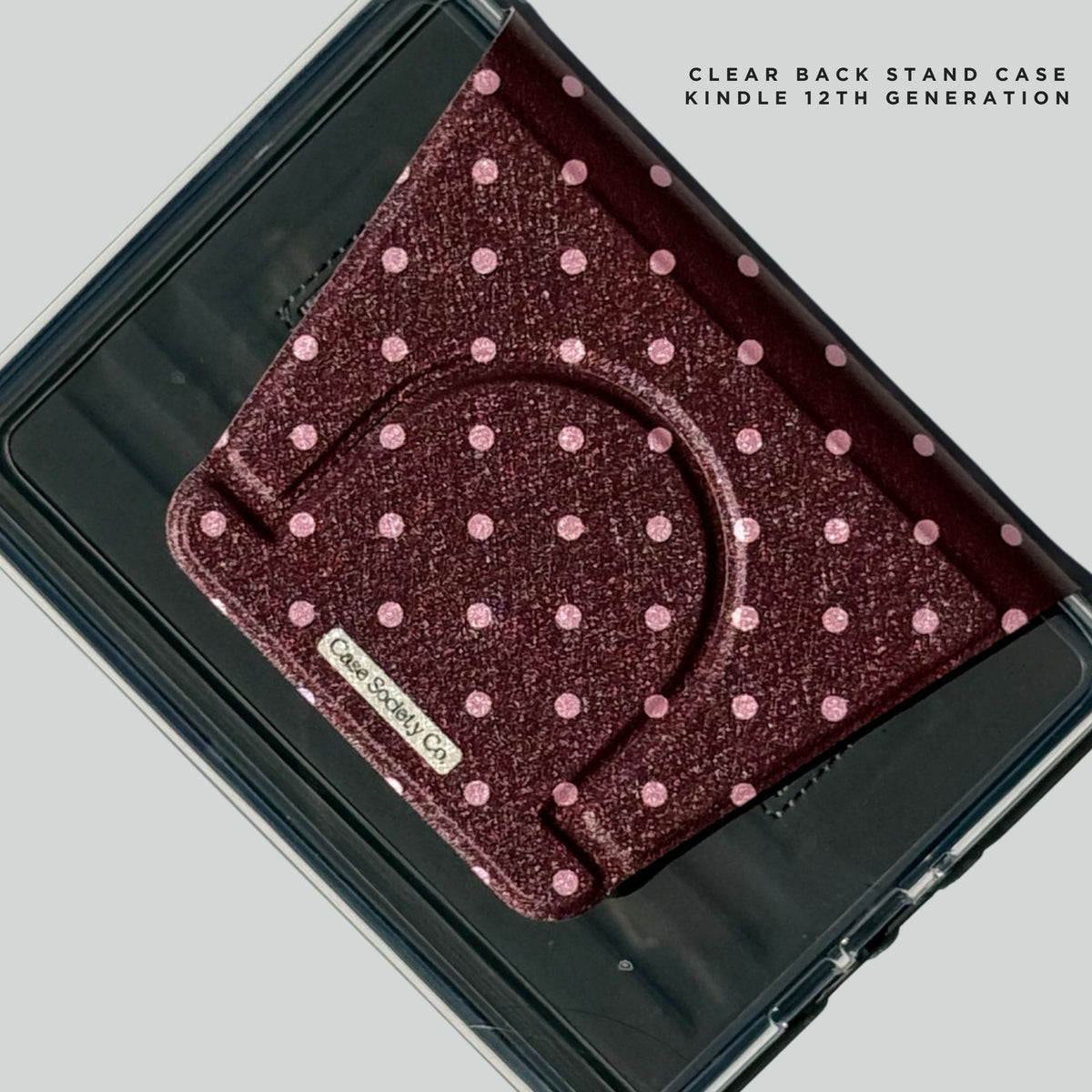 Cocoa Kiss brown polka dot clear back stand case for Kindle 12th generation