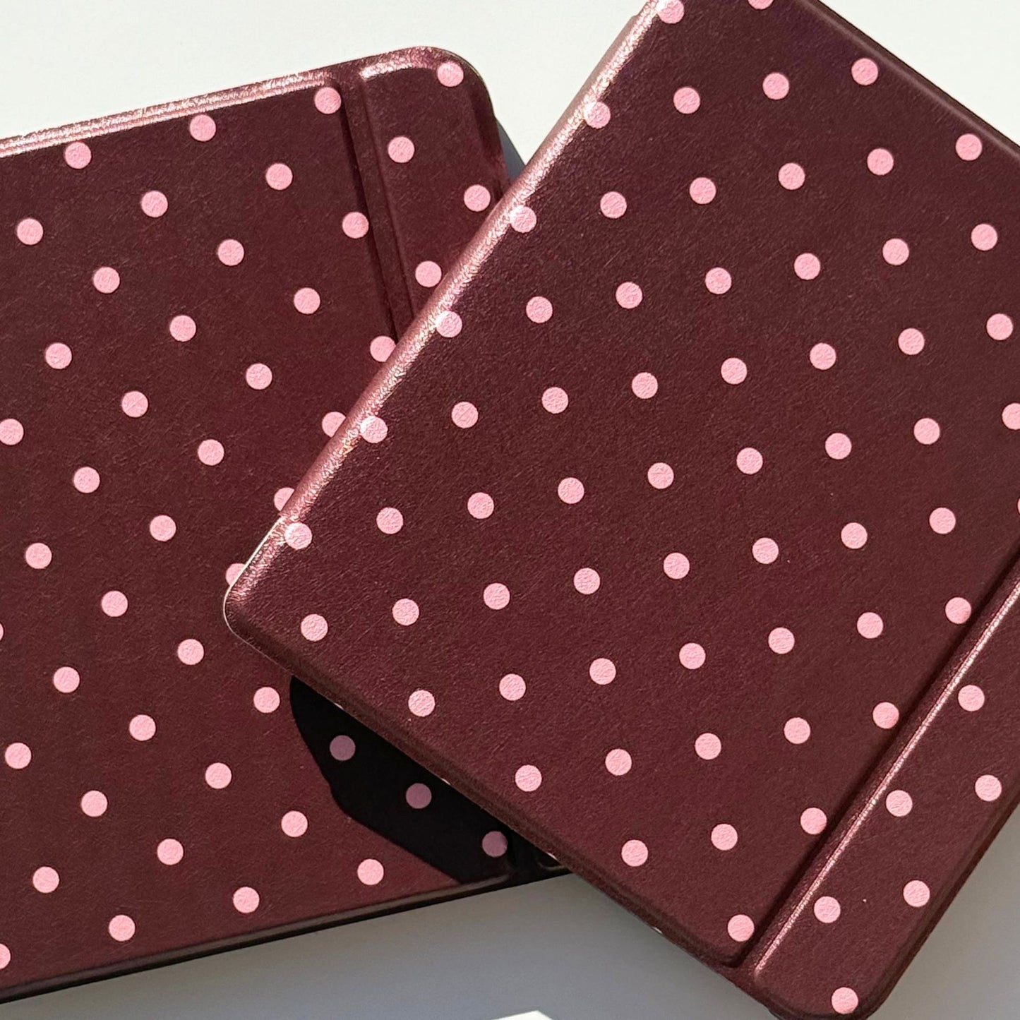 Two Cocoa Kiss Kobo Libra cases overlapping in sunlight, aesthetic Kobo case Australia