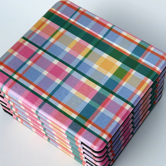 Multicolor plaid Kobo case with checker pattern.