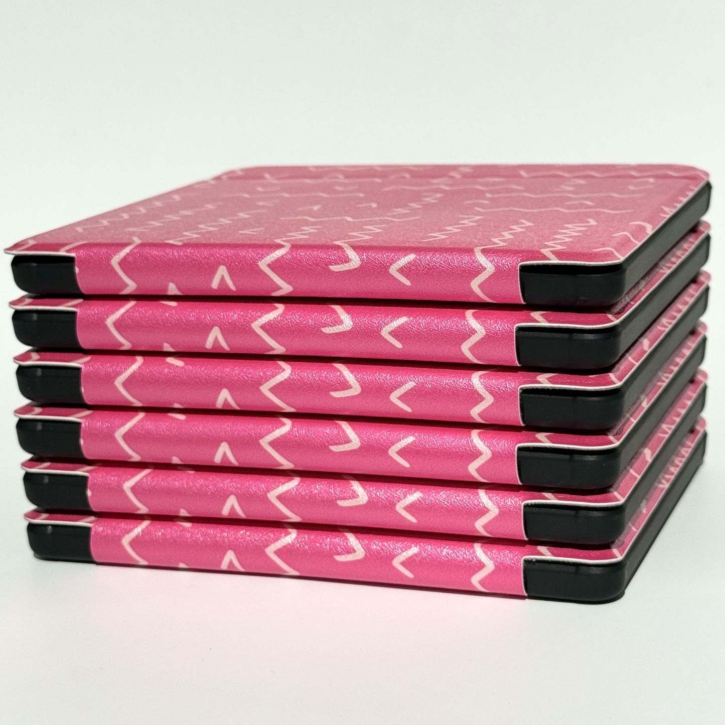Stacked Literary Lines Kobo Libra cases front-on, hot pink Memphis-style aesthetic ereader cover