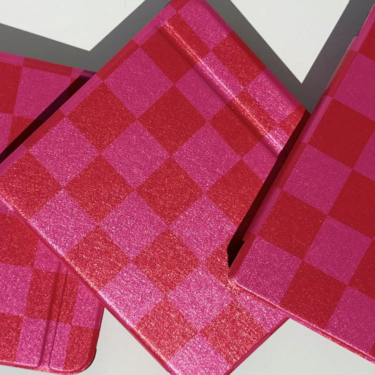 red and pink checkered kobo libra case by case society co 