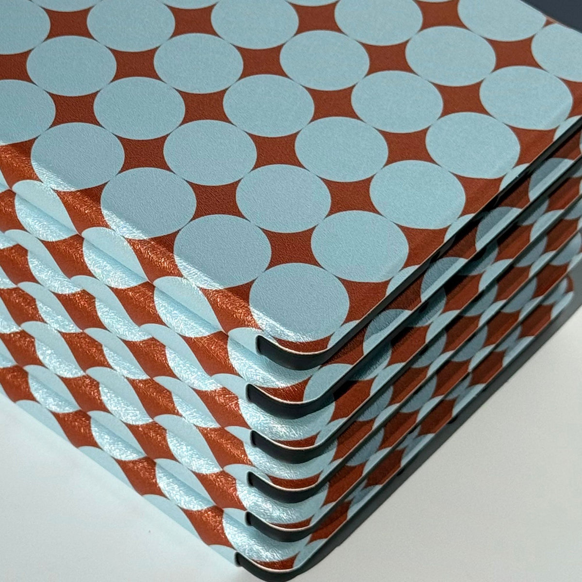 Meet Cute blue polka dot Kindle case, powder blue dots on metallic copper, Case Society Australia