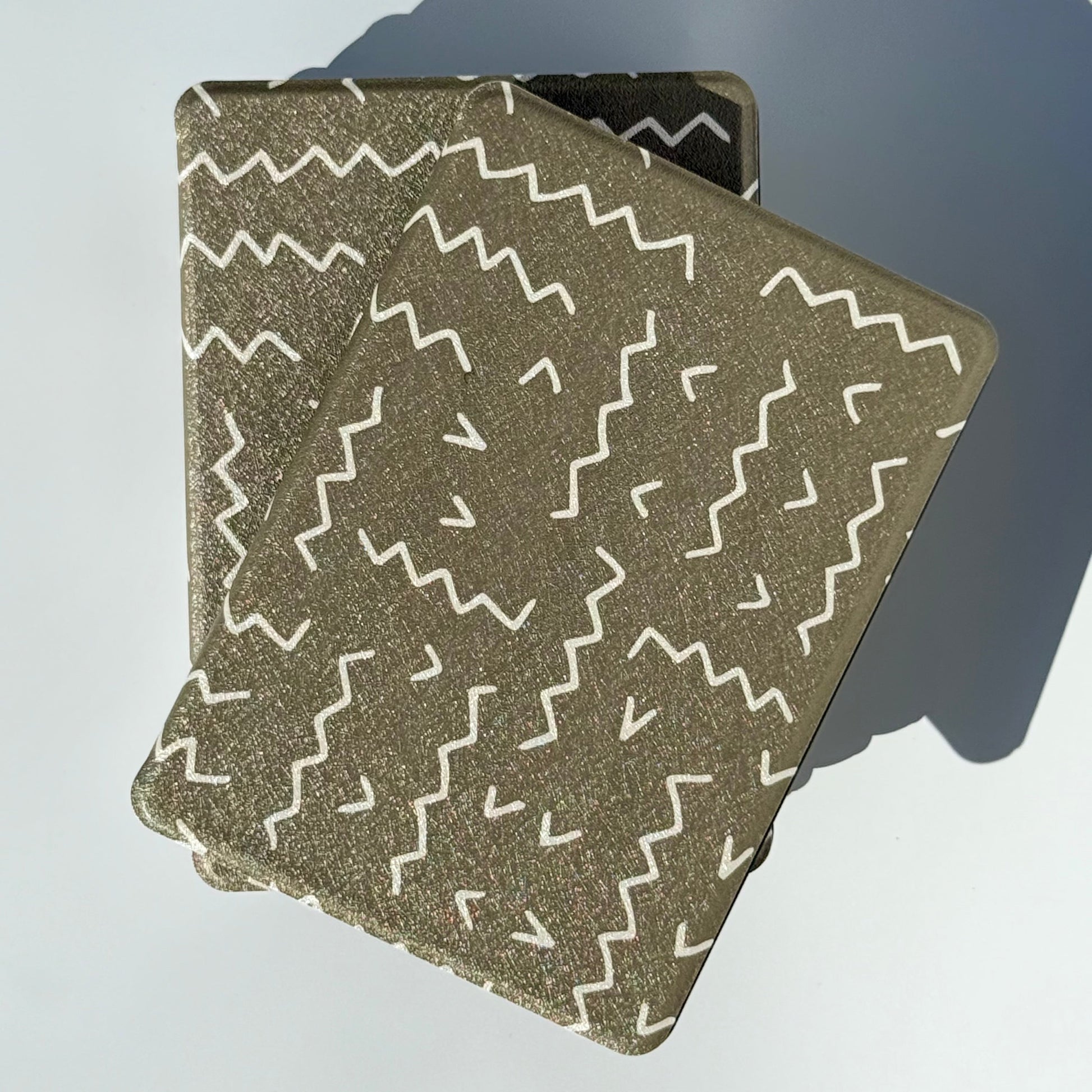 Off Script olive green zigzag Kindle case for Kindle Paperwhite, a neutral case for him or her