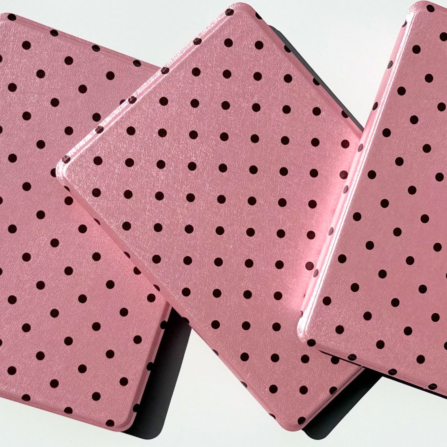 Aesthetic pink polka dot Kindle cases fanned out, Pink Reverie cute Kindle case Australia